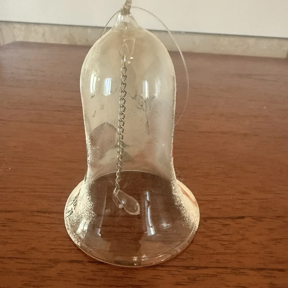 Hand Painted Winter Wonderland Bell Christmas Ornament Glass‎ Cottage
